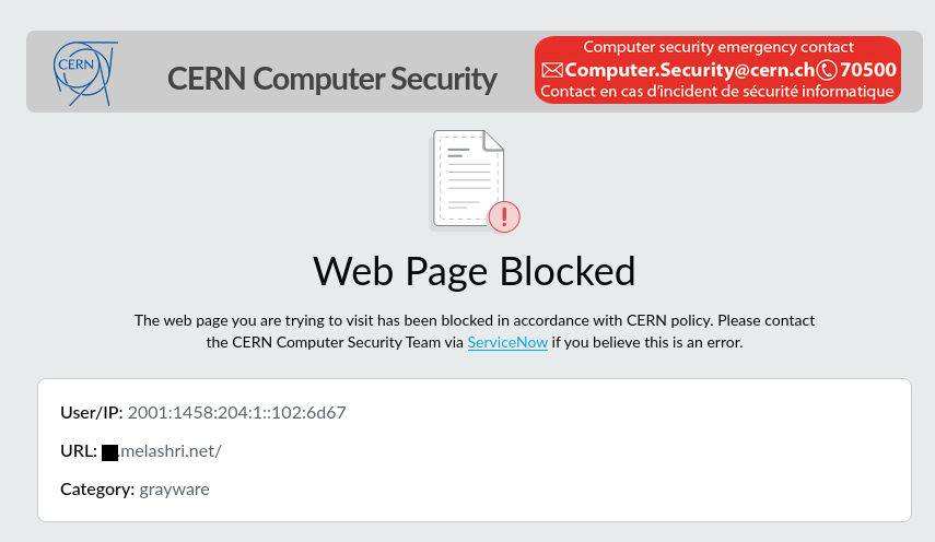 Greyware Block Message